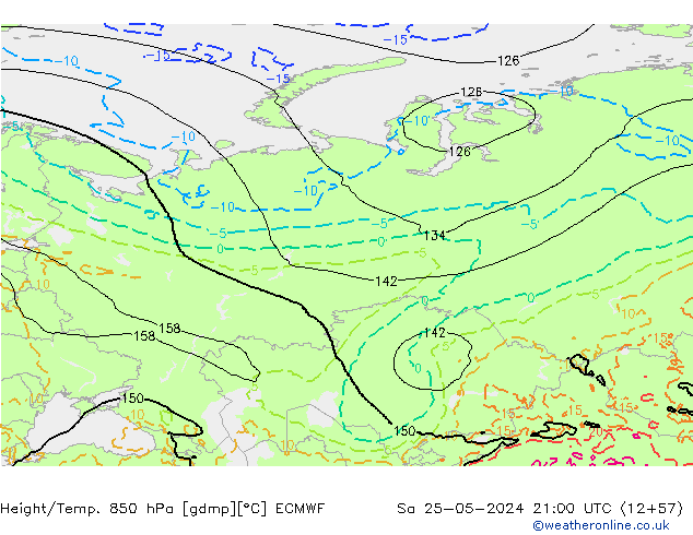 Height/Temp. 850 hPa ECMWF Sa 25.05.2024 21 UTC