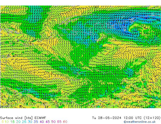 Vent 10 m ECMWF mar 28.05.2024 12 UTC