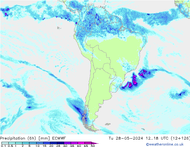 Z500/Rain (+SLP)/Z850 ECMWF вт 28.05.2024 18 UTC