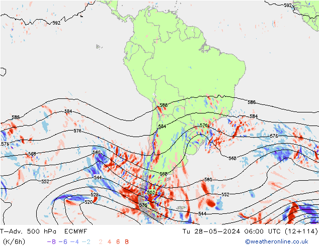 T-Adv. 500 гПа ECMWF вт 28.05.2024 06 UTC