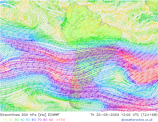 Streamlines 200 hPa ECMWF Th 30.05.2024 12 UTC