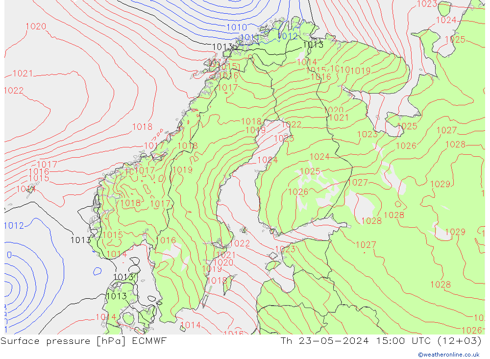 地面气压 ECMWF 星期四 23.05.2024 15 UTC