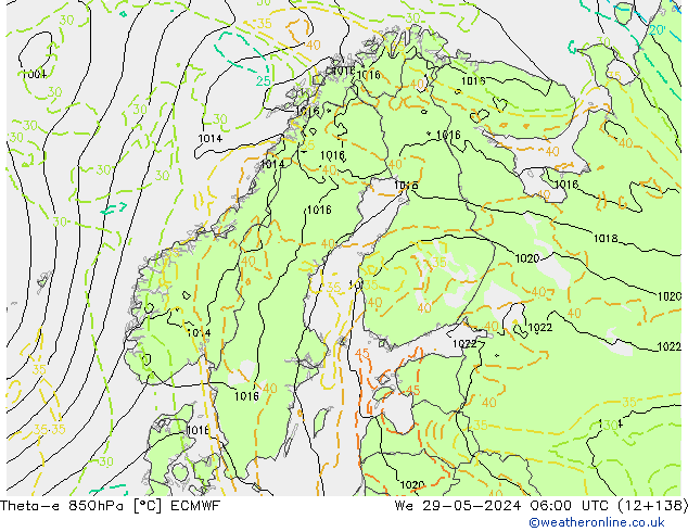 Theta-e 850гПа ECMWF ср 29.05.2024 06 UTC