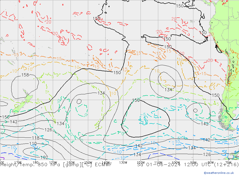 Yükseklik/Sıc. 850 hPa ECMWF Cts 01.06.2024 12 UTC