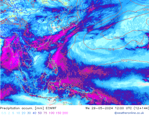 Precipitation accum. ECMWF We 29.05.2024 12 UTC
