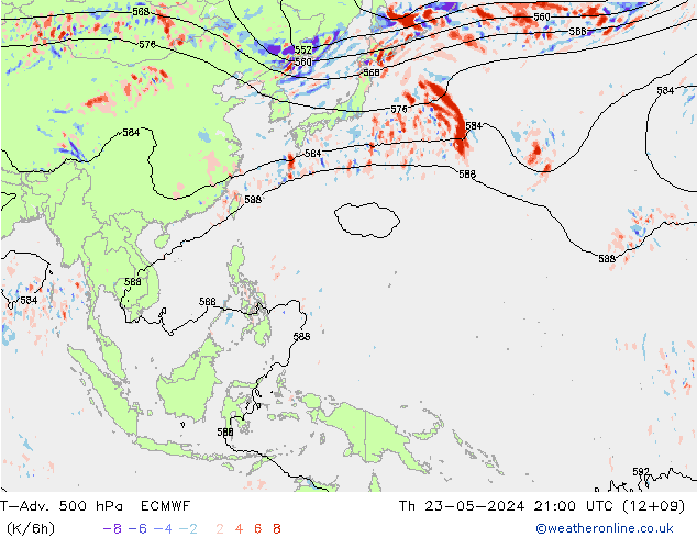 T-Adv. 500 hPa ECMWF jeu 23.05.2024 21 UTC