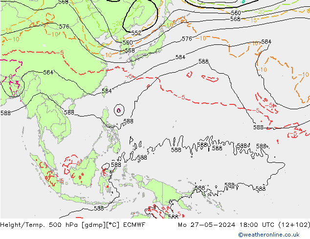 Height/Temp. 500 hPa ECMWF Mo 27.05.2024 18 UTC