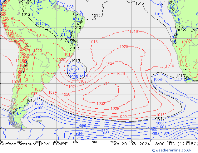 Yer basıncı ECMWF Çar 29.05.2024 18 UTC