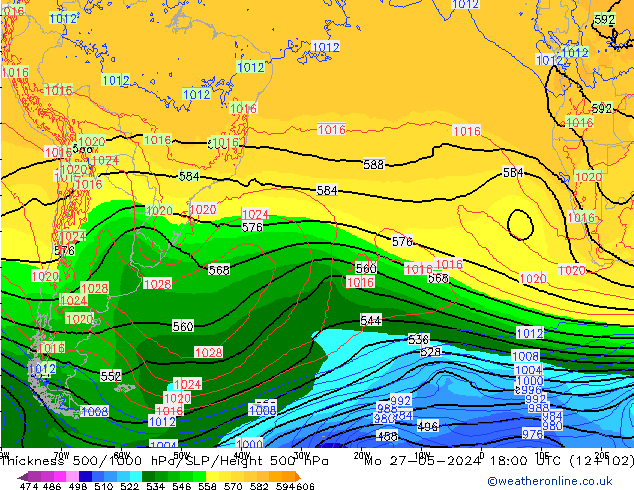 Thck 500-1000hPa ECMWF Po 27.05.2024 18 UTC