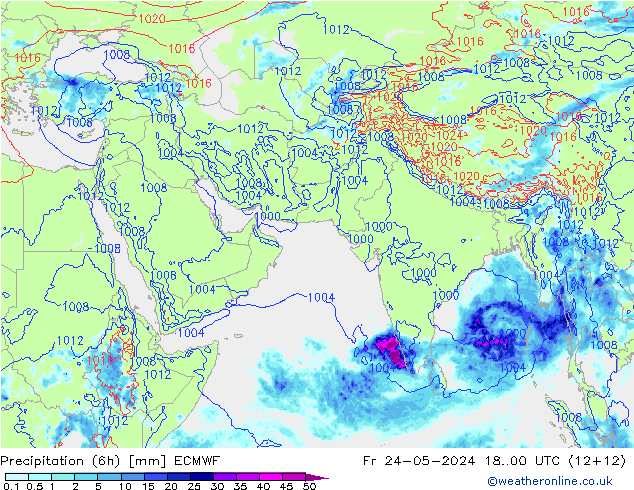 Z500/Rain (+SLP)/Z850 ECMWF 星期五 24.05.2024 00 UTC