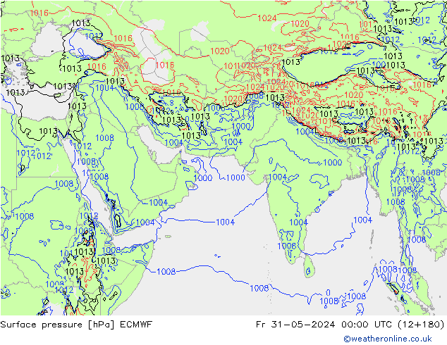 pressão do solo ECMWF Sex 31.05.2024 00 UTC