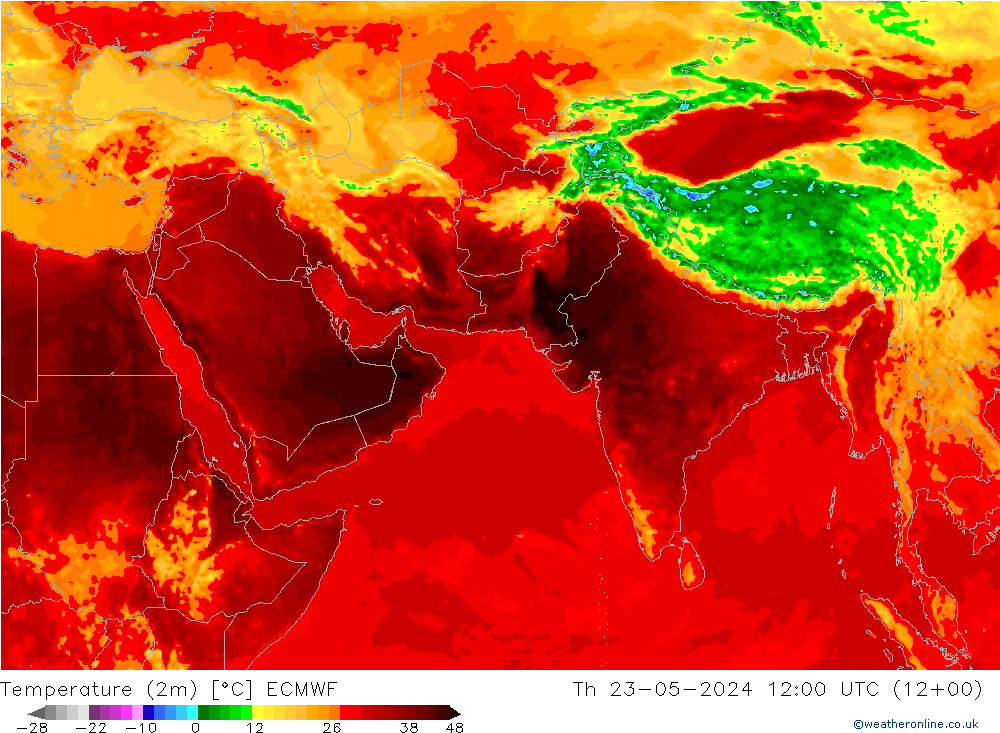 Temperature (2m) ECMWF Th 23.05.2024 12 UTC