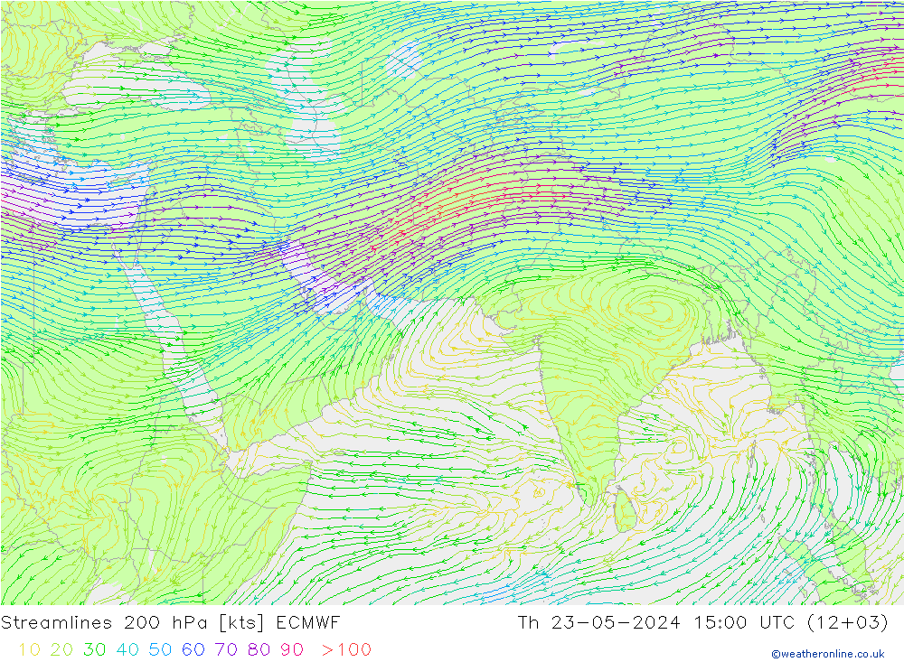 风 200 hPa ECMWF 星期四 23.05.2024 15 UTC