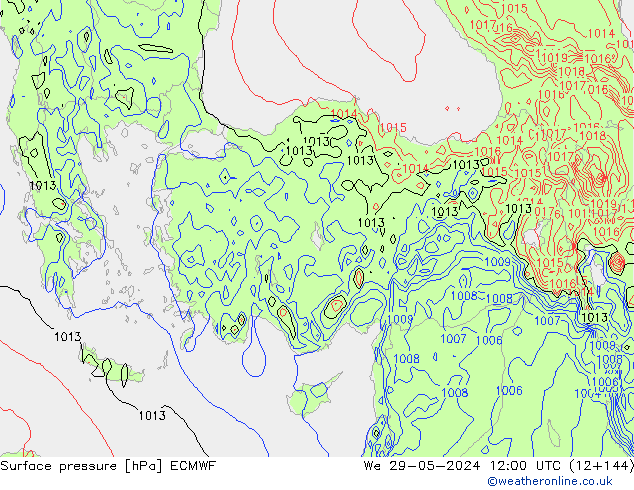 Surface pressure ECMWF We 29.05.2024 12 UTC