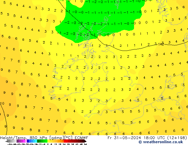 Height/Temp. 850 hPa ECMWF  31.05.2024 18 UTC