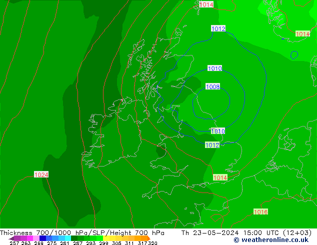 Thck 700-1000 hPa ECMWF  23.05.2024 15 UTC