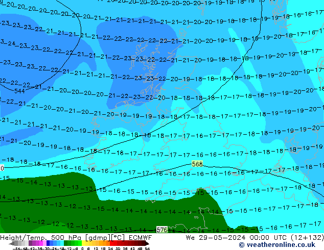 Z500/Rain (+SLP)/Z850 ECMWF We 29.05.2024 00 UTC