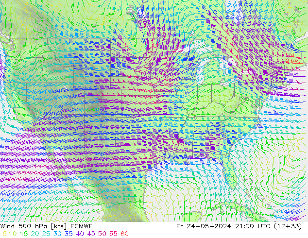 Wind 500 hPa ECMWF Fr 24.05.2024 21 UTC