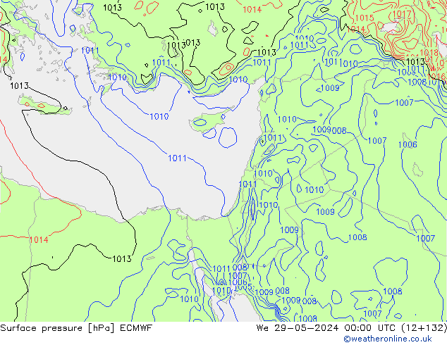 Atmosférický tlak ECMWF St 29.05.2024 00 UTC