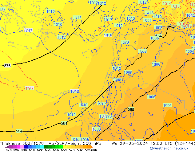 500-1000 hPa Kalınlığı ECMWF Çar 29.05.2024 12 UTC