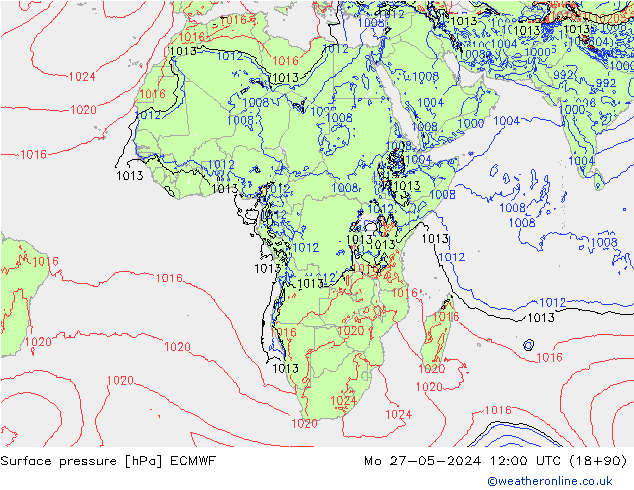 Surface pressure ECMWF Mo 27.05.2024 12 UTC