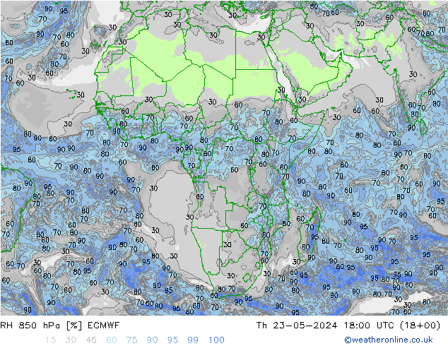 RH 850 hPa ECMWF  23.05.2024 18 UTC