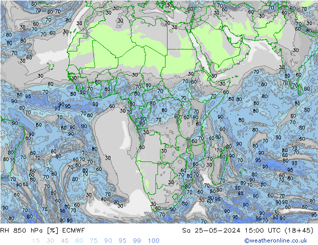 RH 850 hPa ECMWF Sa 25.05.2024 15 UTC