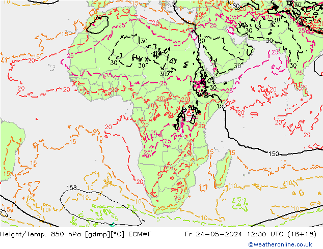 Z500/Rain (+SLP)/Z850 ECMWF vie 24.05.2024 12 UTC