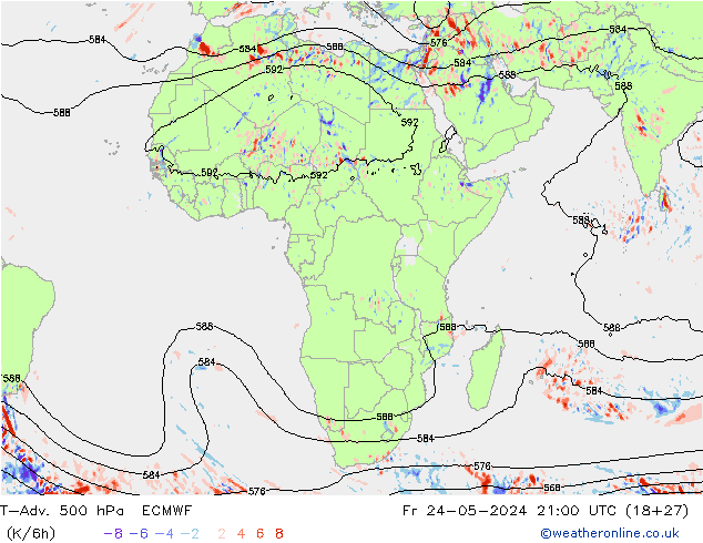 T-Adv. 500 hPa ECMWF Fr 24.05.2024 21 UTC