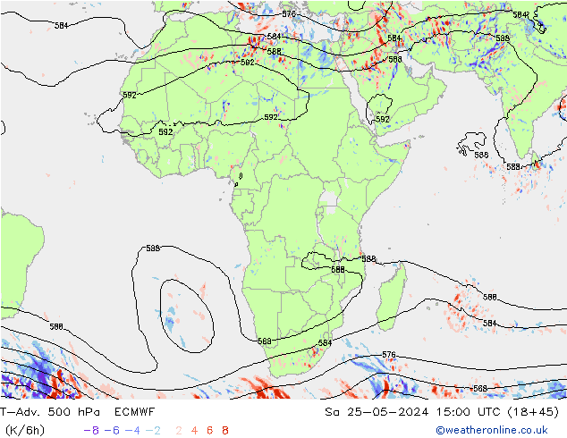 T-Adv. 500 hPa ECMWF Sa 25.05.2024 15 UTC