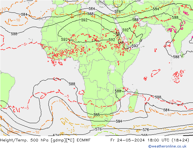 Z500/Rain (+SLP)/Z850 ECMWF Fr 24.05.2024 18 UTC