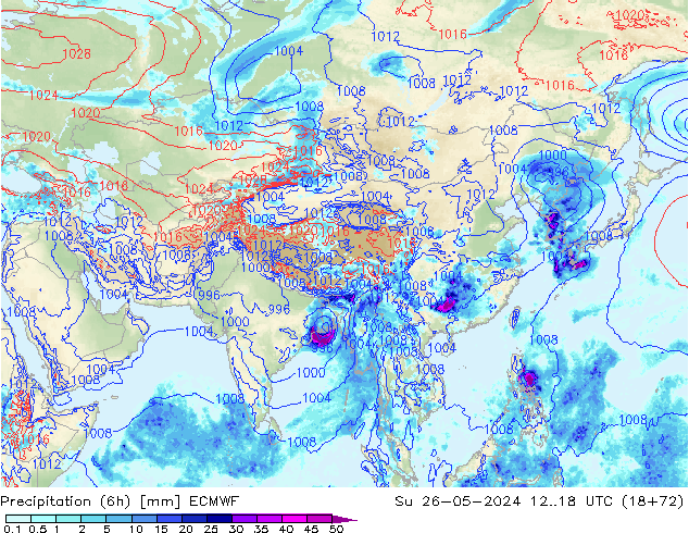 Z500/Regen(+SLP)/Z850 ECMWF zo 26.05.2024 18 UTC