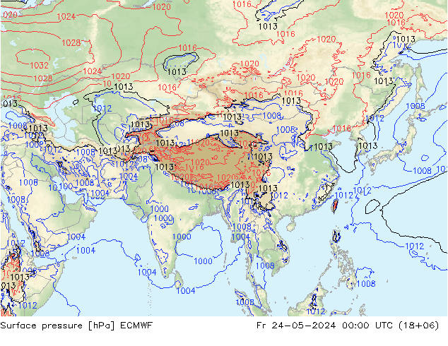 Luchtdruk (Grond) ECMWF vr 24.05.2024 00 UTC