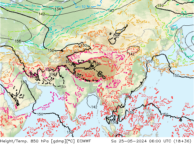 Height/Temp. 850 hPa ECMWF Sáb 25.05.2024 06 UTC