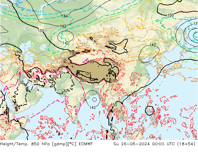 Z500/Rain (+SLP)/Z850 ECMWF Ne 26.05.2024 00 UTC