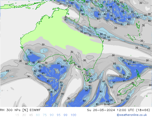 Humidité rel. 300 hPa ECMWF dim 26.05.2024 12 UTC