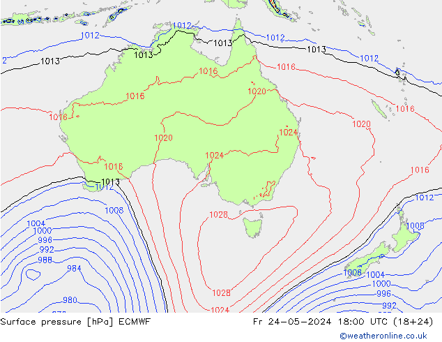 Surface pressure ECMWF Fr 24.05.2024 18 UTC