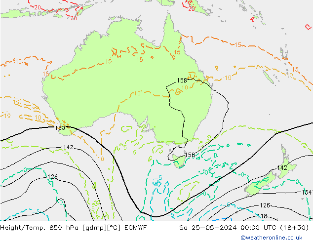 Height/Temp. 850 гПа ECMWF сб 25.05.2024 00 UTC