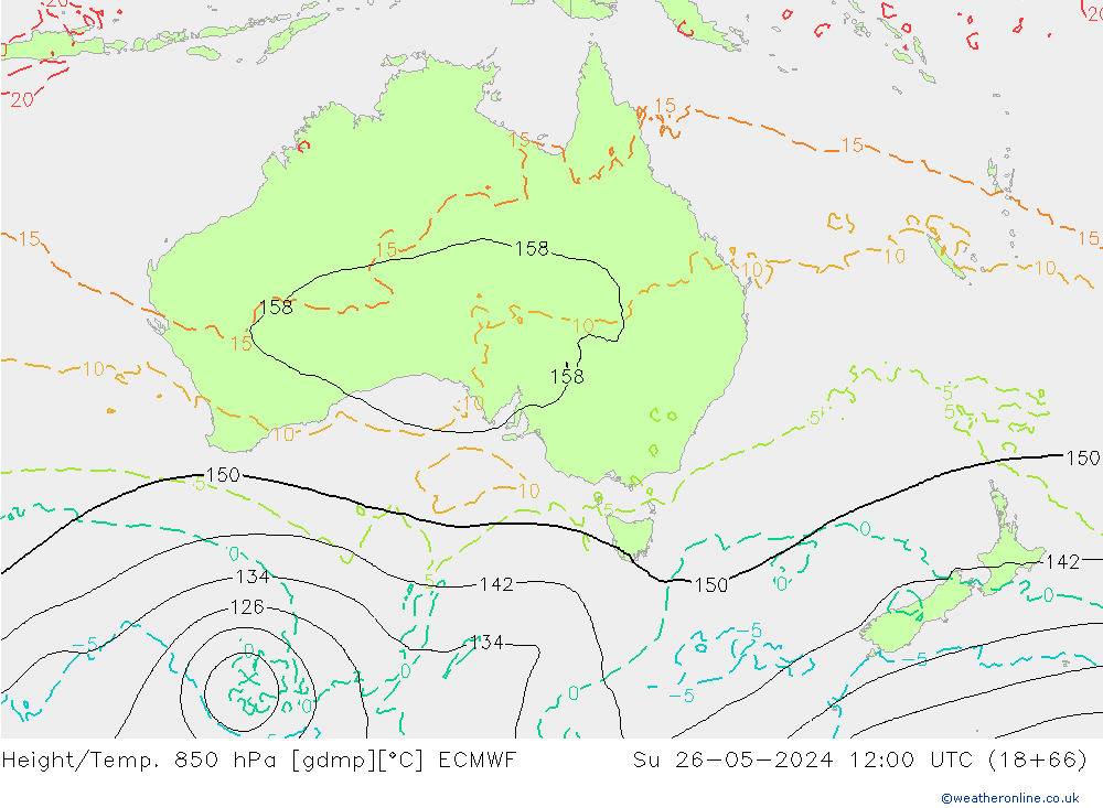 Z500/Rain (+SLP)/Z850 ECMWF Dom 26.05.2024 12 UTC