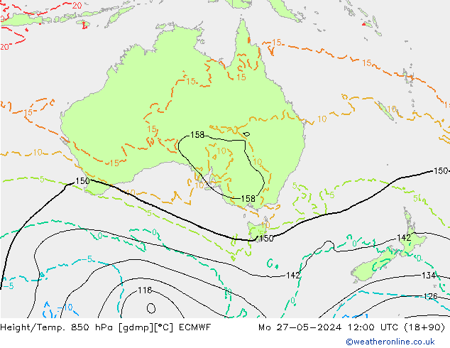 Hoogte/Temp. 850 hPa ECMWF ma 27.05.2024 12 UTC