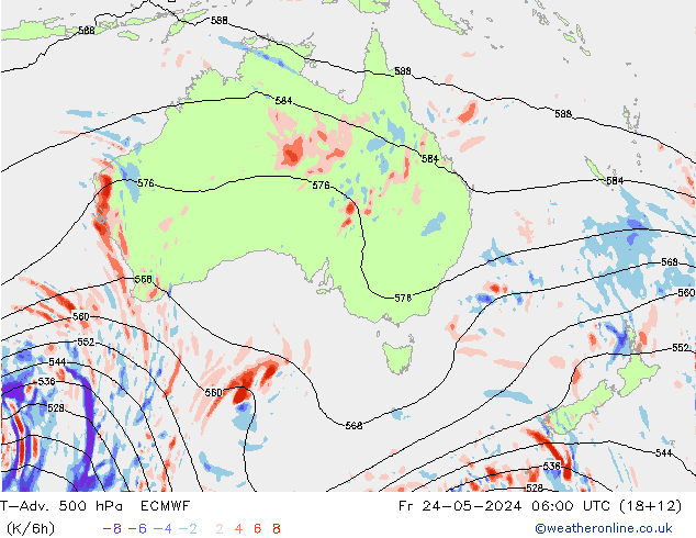 T-Adv. 500 hPa ECMWF Fr 24.05.2024 06 UTC