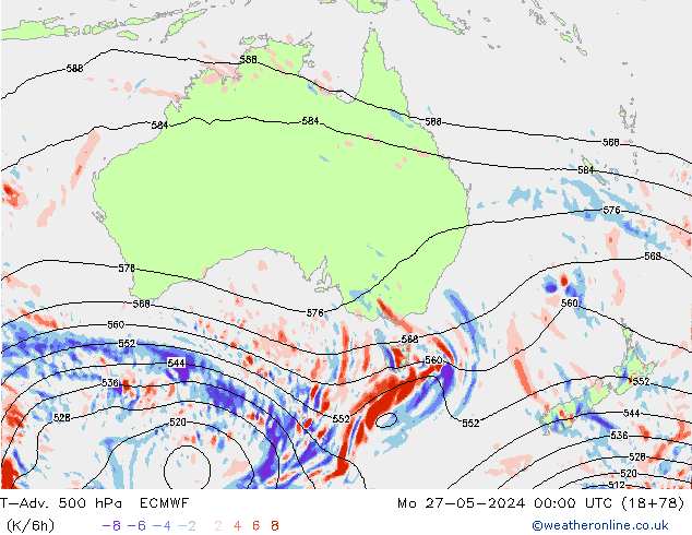 T-Adv. 500 hPa ECMWF Mo 27.05.2024 00 UTC