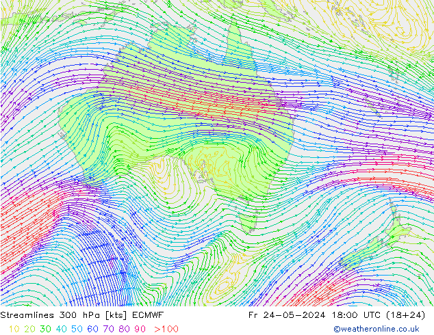 Stromlinien 300 hPa ECMWF Fr 24.05.2024 18 UTC