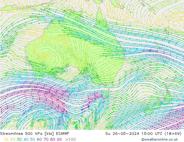 Streamlines 500 hPa ECMWF Su 26.05.2024 15 UTC