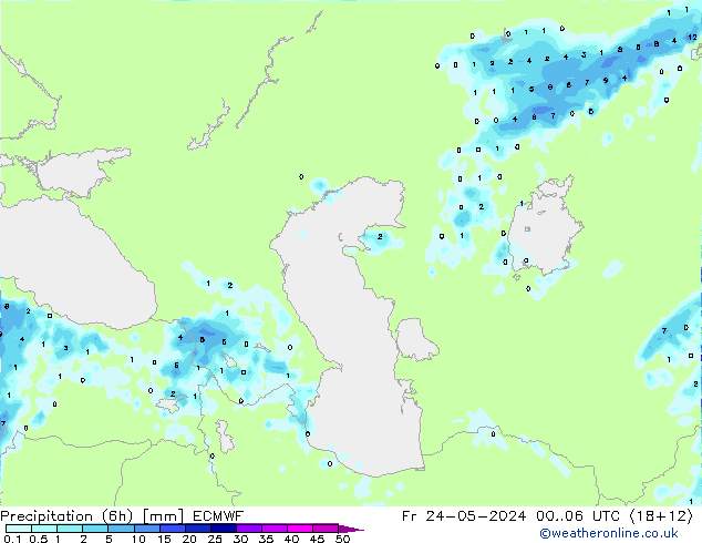 Precipitation (6h) ECMWF Fr 24.05.2024 06 UTC