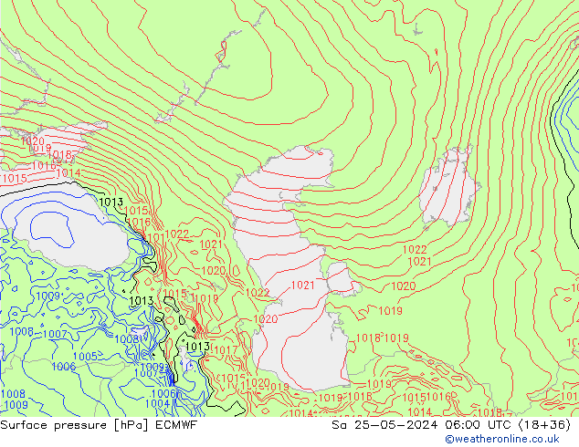 Surface pressure ECMWF Sa 25.05.2024 06 UTC