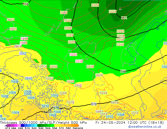 500-1000 hPa Kalınlığı ECMWF Cu 24.05.2024 12 UTC