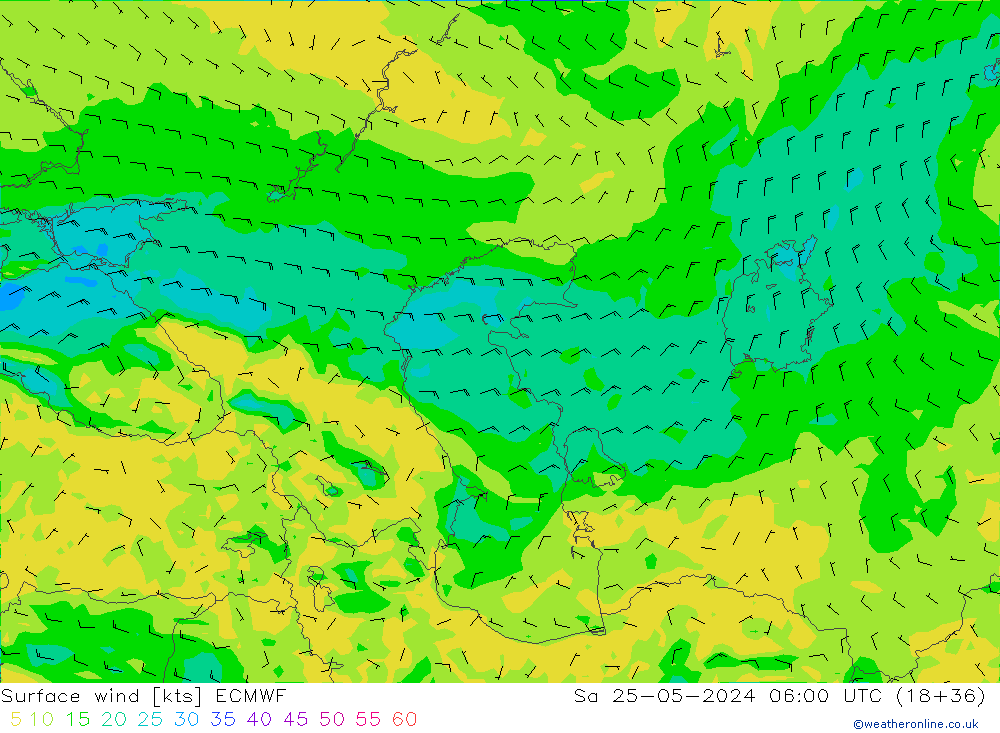 Bodenwind ECMWF Sa 25.05.2024 06 UTC