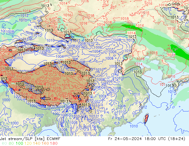 高速氣流/地面气压 ECMWF 星期五 24.05.2024 18 UTC