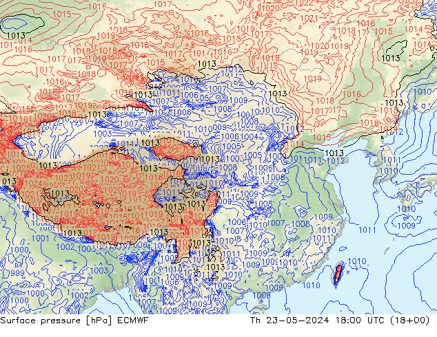 地面气压 ECMWF 星期四 23.05.2024 18 UTC
